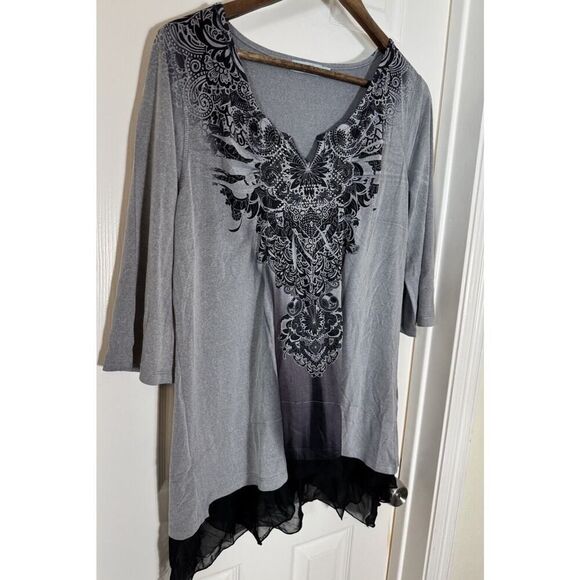Unity World Wear Chiffon Hem Damask Witchy Whimsigoth L Burnout‎ Fairy Grunge - Picture 1 of 7